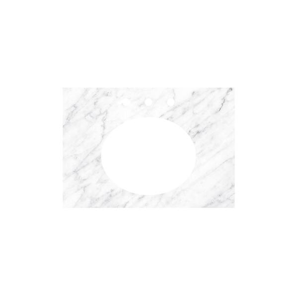 Carrara Marble Vanity Top Oval Sink Cutout with 8" Widespread Faucet